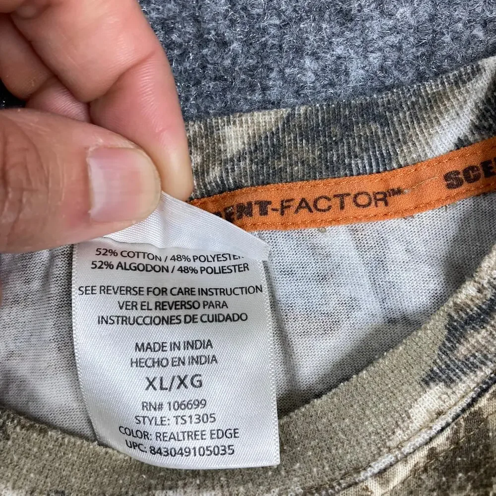 Realtree T-Shirt Mens XL Camo Short Sleeve Hunting Scent‎ Factor Logo